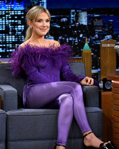Millie Bobby Brown Purple Pants pics